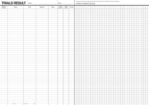 Trials Result Chart Pk 3 Motorsport Mountain Bike Numbers Events